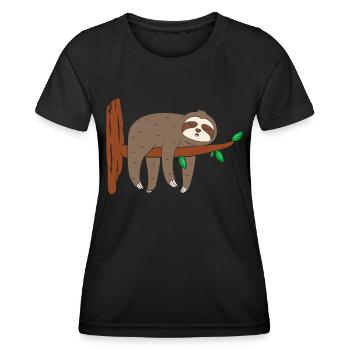 Faultier Ast Baumstamm - Frauen Funktions-T-Shirt - Schwarz - Vorne - AI Model Female 172 light (172cm)