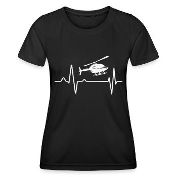 Hubschrauber Herzschlag Pilot Geschenk - Frauen Funktions-T-Shirt - Schwarz - Vorne - AI Model Female 172 light (172cm)