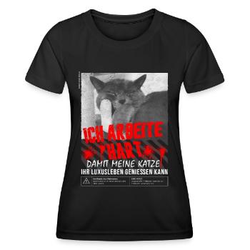 Ich arbeite hart damit meine Katze ihr Luxusleben - Frauen Funktions-T-Shirt - Schwarz - Vorne - AI Model Female 172 light (172cm)