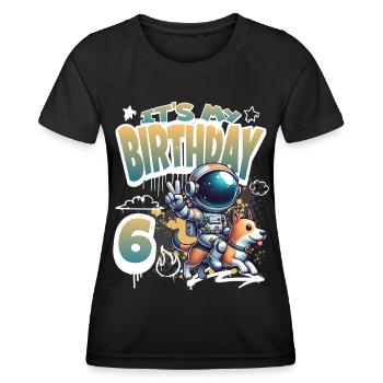 Astronaute 6e anniversaire Chien de l'espace drôle - T-shirt sport Femme - noir - Devant - AI Model Female 172 light (172cm)