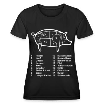 Schwein Fleisch Metzger Fleischer - Frauen Funktions-T-Shirt - Schwarz - Vorne - AI Model Female 172 light (172cm)