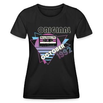 Octobre Vintage 1992 30ème Cadeau d’Anniversaire - T-shirt sport Femme - noir - Devant - AI Model Female 172 light (172cm)
