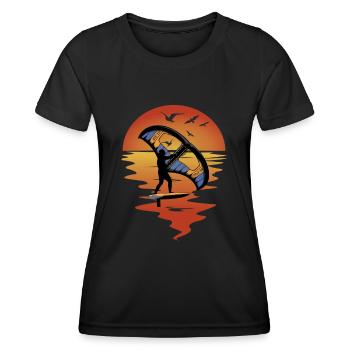 Wing Foiling Wing Surfer Cadeau - T-shirt sport Femme - noir - Devant - AI Model Female 172 light (172cm)