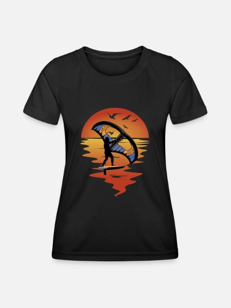 Wing Foiling Wing Surfer Geschenk - Frauen Funktions-T-Shirt - Schwarz