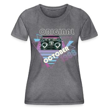 Vintage, 1988, 34e anniversaire, cadeau, cassette rétro - T-shirt sport Femme - mélange sombre  - Devant - AI Model Female 172 light (172cm)