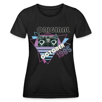 Vintage 1985 37 Birthday Gift Retro Cassette - Women's Functional T-Shirt - black - Front - AI Model Female 172 light (172cm)