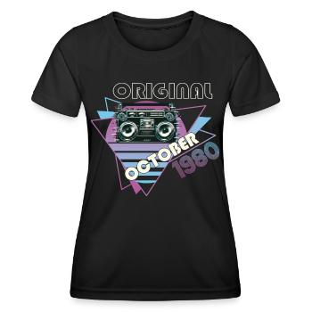 Vintage 1980 42 Birthday Gift Retro Cassette - Women's Functional T-Shirt - black - Front - AI Model Female 172 light (172cm)