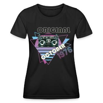 Vintage 1976 Cadeau d’anniversaire Cassette Rétro - T-shirt sport Femme - noir - Devant - AI Model Female 172 light (172cm)