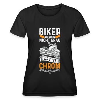 Biker werden nicht Grau sondern Chrom Motorrad - Frauen Funktions-T-Shirt - Schwarz - Vorne - AI Model Female 172 light (172cm)