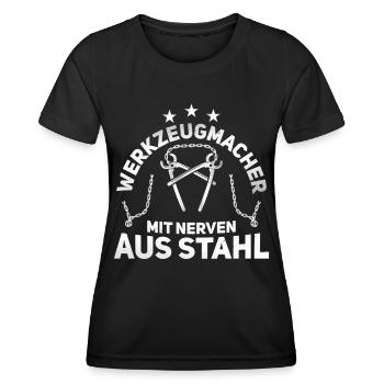 Werkzeugmacher mit Nerven aus Stahl Werkzeugbau - Frauen Funktions-T-Shirt - Schwarz - Vorne - AI Model Female 172 light (172cm)