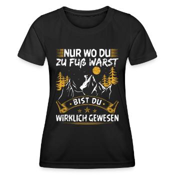 Wandern Berge Wanderer zu Fuß - Frauen Funktions-T-Shirt - Schwarz - Vorne - AI Model Female 172 light (172cm)