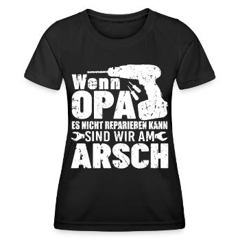 Opa der Handwerker reparieren Großvater Opi - Frauen Funktions-T-Shirt - Schwarz - Vorne - AI Model Female 172 light (172cm)