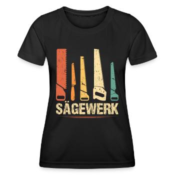 Sägewerk sägen Vintage Retro Säge - Frauen Funktions-T-Shirt - Schwarz - Vorne - AI Model Female 172 light (172cm)
