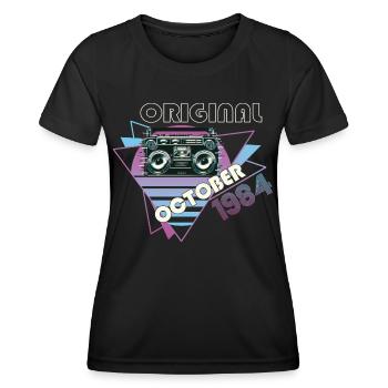 Millésime 1984 38 Anniversaire Cadeau Rétro Cassette - T-shirt sport Femme - noir - Devant - AI Model Female 172 light (172cm)