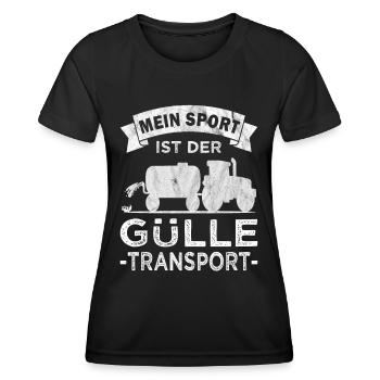 Gülle - Transport - Güllefahrer - Landwirt - Frauen Funktions-T-Shirt - Schwarz - Vorne - AI Model Female 172 light (172cm)
