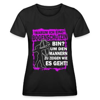 Bogenschütze - Bogenschießen - Bogensport - Bogen - Frauen Funktions-T-Shirt - Schwarz - Vorne - AI Model Female 172 light (172cm)