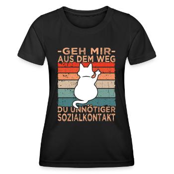 Aus dem Weg du unnötiger Sozialkontakt - Frauen Funktions-T-Shirt - Schwarz - Vorne - AI Model Female 172 light (172cm)