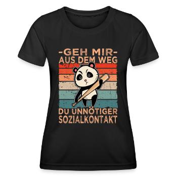 Aus dem Weg du unnötiger Sozialkontakt - Frauen Funktions-T-Shirt - Schwarz - Vorne - AI Model Female 172 light (172cm)