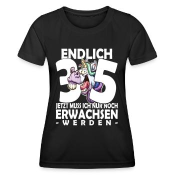 Endlich 35 Jahre - 35. Geburtstag - Frauen Funktions-T-Shirt - Schwarz - Vorne - AI Model Female 172 light (172cm)