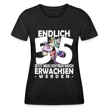 Endlich 55 Jahre - 55. Geburtstag - Frauen Funktions-T-Shirt - Schwarz - Vorne - AI Model Female 172 light (172cm)