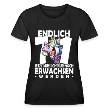 Endlich 71 Jahre - 71. Geburtstag - Frauen Funktions-T-Shirt - Schwarz - Vorne - AI Model Female 172 light (172cm)