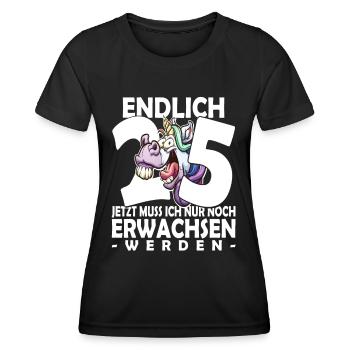 Endlich 25 Jahre - 25. Geburtstag - Frauen Funktions-T-Shirt - Schwarz - Vorne - AI Model Female 172 light (172cm)