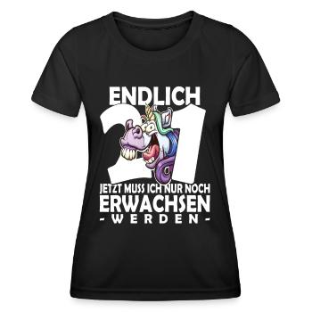 Endlich 21 Jahre - 21. Geburtstag - Frauen Funktions-T-Shirt - Schwarz - Vorne - AI Model Female 172 light (172cm)