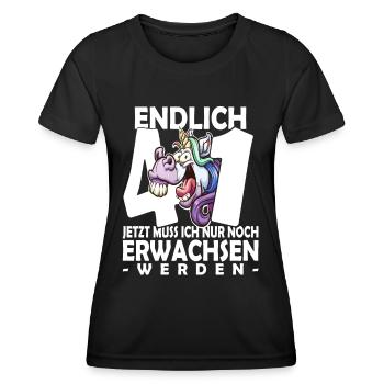 Endlich 41 Jahre - 41. Geburtstag - Frauen Funktions-T-Shirt - Schwarz - Vorne - AI Model Female 172 light (172cm)
