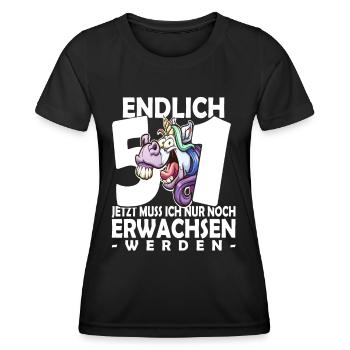 Endlich 51 Jahre - 51. Geburtstag - Frauen Funktions-T-Shirt - Schwarz - Vorne - AI Model Female 172 light (172cm)
