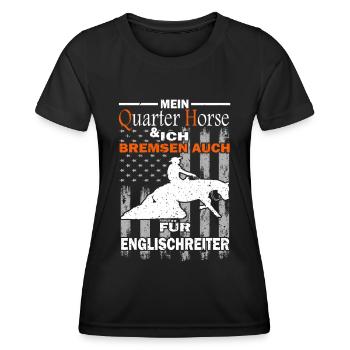 Mein Quarter Horse und ich - Westernreiten - Frauen Funktions-T-Shirt - Schwarz - Vorne - AI Model Female 172 light (172cm)