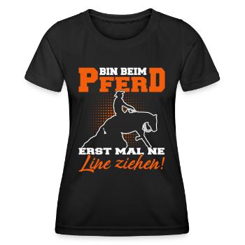Bin beim Pferd - Westernreiter - Reining Horse - Frauen Funktions-T-Shirt - Schwarz - Vorne - AI Model Female 172 light (172cm)