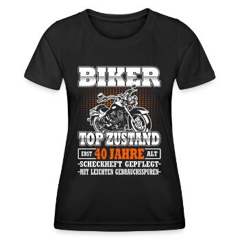 Motorradfahrer & Biker 40. Geburtstag - Frauen Funktions-T-Shirt - Schwarz - Vorne - AI Model Female 172 light (172cm)