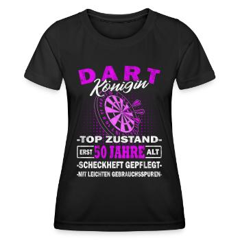 Dartkönigin erst 50 Jahre - Dartspielerin - Dart - Frauen Funktions-T-Shirt - Schwarz - Vorne - AI Model Female 172 light (172cm)