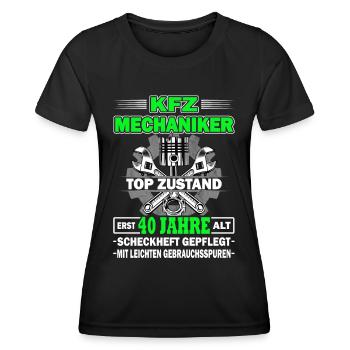 KFZ Mechaniker erst 40 Jahre - Tuning - Frauen Funktions-T-Shirt - Schwarz - Vorne - AI Model Female 172 light (172cm)