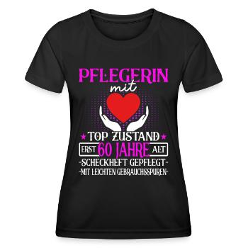 Pflegerin 60 Jahre - Altenpflegerin - Pflegekraft - Frauen Funktions-T-Shirt - Schwarz - Vorne - AI Model Female 172 light (172cm)