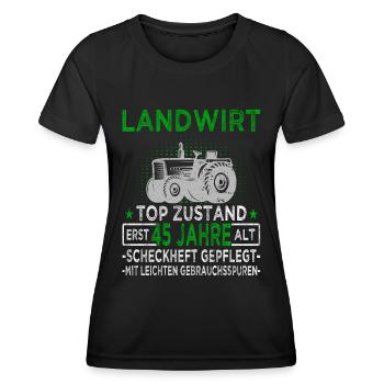 Landwirt 45 Jahre - Landwirtschaft - Bauernhof - Frauen Funktions-T-Shirt - Schwarz - Vorne - AI Model Female 172 light (172cm)