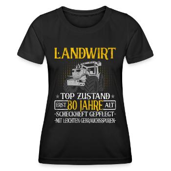 Landwirt 80 Jahre - Landwirtschaft - Bauernhof - Frauen Funktions-T-Shirt - Schwarz - Vorne - AI Model Female 172 light (172cm)