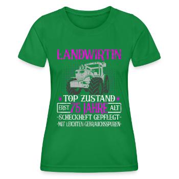 Landwirtin 75 Jahre - Landwirtschaft - Bauernhof - Frauen Funktions-T-Shirt - Kelly Green - Vorne - AI Model Female 172 dark (172cm)