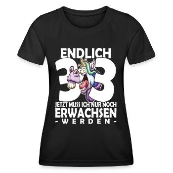 Endlich 33 Jahre - 33. Geburtstag - Frauen Funktions-T-Shirt - Schwarz - Vorne - AI Model Female 172 light (172cm)