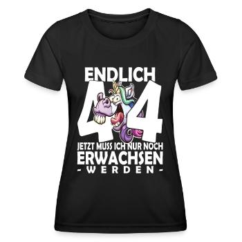 Endlich 44 Jahre - 44. Geburtstag - Frauen Funktions-T-Shirt - Schwarz - Vorne - AI Model Female 172 light (172cm)