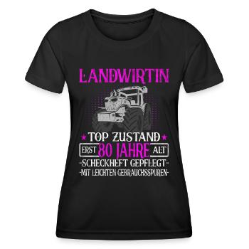 Landwirtin 80 Jahre - Landwirtschaft - Bauernhof - Frauen Funktions-T-Shirt - Schwarz - Vorne - AI Model Female 172 light (172cm)