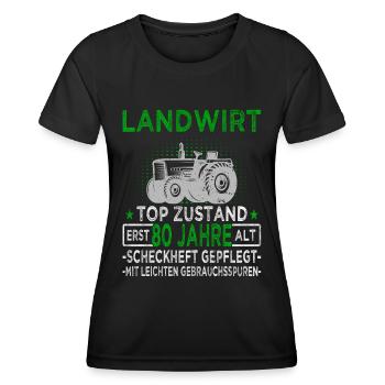 Landwirt 80 Jahre - Landwirtschaft - Bauernhof - Frauen Funktions-T-Shirt - Schwarz - Vorne - AI Model Female 172 light (172cm)