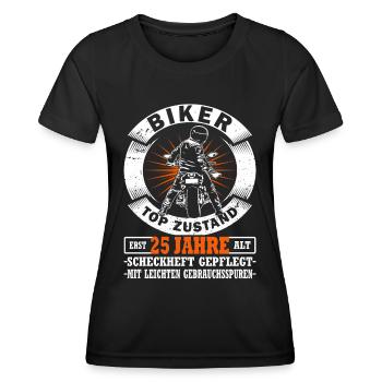 Motorcyclist & Biker 25th birthday - Women's Functional T-Shirt - black - Front - AI Model Female 172 light (172cm)