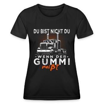 LKW Fahrer & Trucker - Fernfahrer mit Lastwagen - Frauen Funktions-T-Shirt - Schwarz - Vorne - AI Model Female 172 light (172cm)