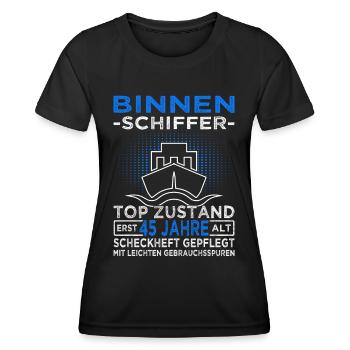 Binnenschiffer 45 Jahre - Boot Kapitän - Frauen Funktions-T-Shirt - Schwarz - Vorne - AI Model Female 172 light (172cm)