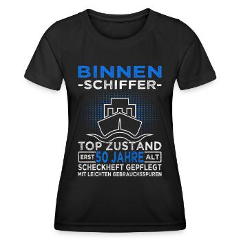 Binnenschiffer 50 Jahre - Seemann - Schiff Kapitän - Frauen Funktions-T-Shirt - Schwarz - Vorne - AI Model Female 172 light (172cm)