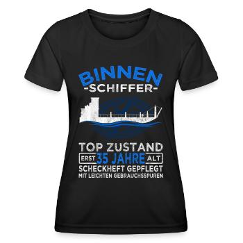 Binnenschiffer 35 Jahre - Seemann - Schiff Kapitän - Frauen Funktions-T-Shirt - Schwarz - Vorne - AI Model Female 172 light (172cm)