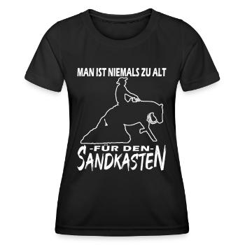 Westernreiten - Westernpferd - Reining - Frauen Funktions-T-Shirt - Schwarz - Vorne - AI Model Female 172 light (172cm)