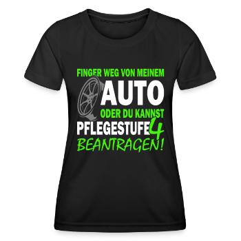 Finger weg von meinem Auto - Tuning - Schrauber - Frauen Funktions-T-Shirt - Schwarz - Vorne - AI Model Female 172 light (172cm)