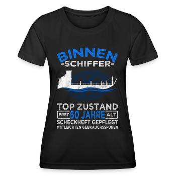 Binnenschiffer 60 Jahre - Seemann - Schiff Kapitän - Frauen Funktions-T-Shirt - Schwarz - Vorne - AI Model Female 172 light (172cm)